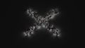 3d rendering of crowd of people with flashlight in shape of symbol of cancel on dark background