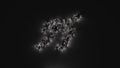 3d rendering of crowd of people with flashlight in shape of symbol of deaf on dark background