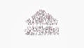 3d rendering of crowd of people in shape of symbol of eject on white background isolated