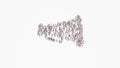 3d rendering of crowd of people in shape of symbol of megaphone on white background isolated