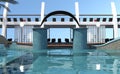 3D Rendering Cruise Ship Pool Deck Royalty Free Stock Photo