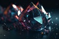 3d rendering of crystal gemstone on black background with depth of field