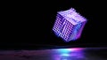 3d rendering cube glowing on concrete background empty