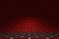 3D rendering of curved hexagonal red and grey pattern Royalty Free Stock Photo