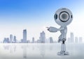 Mini robot finger point Royalty Free Stock Photo
