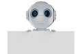 Mini robot with empty note Royalty Free Stock Photo