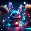 3d rendering of a cute bunny in a fairy tale forest. Generative AI