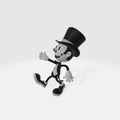 3D rendering of a cute cartoon character marching with a magician hat