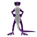 3D-illustration of a cute and funny cartoon gecko. isolated rendering object
