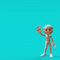 3D-illustration of a cute and funny waving cartoon mummy. isolated rendering object Royalty Free Stock Photo