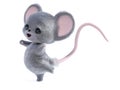 3D rendering of a cute happy mouse