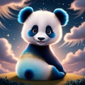 3D rendering of a cute panda featuring cute generative AI suitable for 4K HD wallpaperst Royalty Free Stock Photo