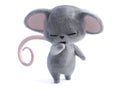 3D rendering of a cute sleepy mouse