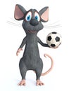 3D rendering of a cartoon mouse posing with soccer ball Royalty Free Stock Photo