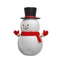 3D Rendering cute snowman for Merry Christmas isolated on the white backgroun