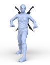 3D rendering of a cyber swordfighter Royalty Free Stock Photo