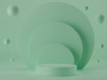 3d rendering cylinder podium on pastel green background.