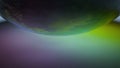 3D rendering. 3D high quality render. A background with a giant planet with purple and green colors. Wallpaper with a floating