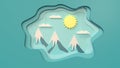 3d rendering, 3d illustrator, In a free-form frame There was a sunrise over the mountains on a snowy day