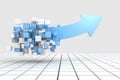 3d rendering, 3d model of arrow, the concept of development and direction
