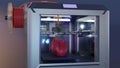 3d rendering of a 3D printer printing a model of a human heart.