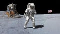 3D rendering. Dancing of Astronaut on the moon.. CG Animation. Elements of this image furnished by NASA Royalty Free Stock Photo