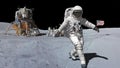 3D rendering. Dancing of Astronaut on the moon.. CG Animation. Elements of this image furnished by NASA Royalty Free Stock Photo