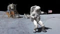 3D rendering. Dancing of Astronaut on the moon.. CG Animation. Elements of this image furnished by NASA Royalty Free Stock Photo