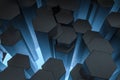 3d rendering, dark hexagonal background, sci-fi background Royalty Free Stock Photo