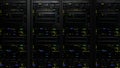 3D rendering of a dark modern server room data center in the storage center