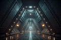3D rendering of dark sci-fi tunnel with futuristic design Royalty Free Stock Photo