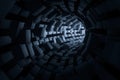 3d rendering, dark science-fiction tunnel, dark background Royalty Free Stock Photo