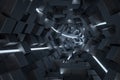 3d rendering, dark science-fiction tunnel, dark background