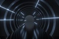 3d rendering, dark science-fiction tunnel, dark background Royalty Free Stock Photo