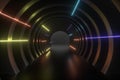 3d rendering, dark science-fiction tunnel, dark background Royalty Free Stock Photo
