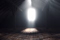 3d rendering of darken empty attic with light rays Royalty Free Stock Photo