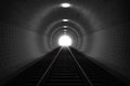 3d rendering of darken train tunnel with light at the end Royalty Free Stock Photo