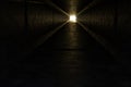 3d rendering of darken tunnel with light at the end of tunnel