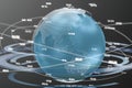 3d rendering, data and earth graphics with HUD elements Royalty Free Stock Photo