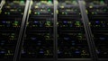 3D rendering of data servers with flashing LEDs. Cyclic animation of data servers Royalty Free Stock Photo