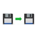 3D Rendering of data transfer between floppy disks Royalty Free Stock Photo