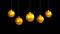 3D Rendering of Decorative Christmas Shining Balls on black background Realistic 3d shapes.Asset for used to decorate additional