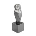 3D rendering of a decorative metallic owl on a white background Royalty Free Stock Photo