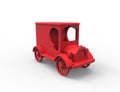 3D rendering illustration of a red classic vintage retro toy mail car isolated in white studio background Royalty Free Stock Photo