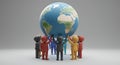 Global Unity: Diverse Figures Lifting the Earth Royalty Free Stock Photo