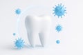 3d rendering depicting a pristine white tooth protected by a transparent barrier, effectively shielding it from surrounding blue Royalty Free Stock Photo