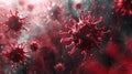 Red Background Microbiology and Virology Concept: Corona Virus 3D Rendering Royalty Free Stock Photo