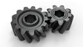 3D rendering - detailed black metallic gears Royalty Free Stock Photo