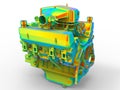 3D rendering - detailed FEA analysis of a car engine