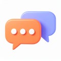 3D rendering of dialogue speech bubbles, orange and purple, on transparent background Royalty Free Stock Photo